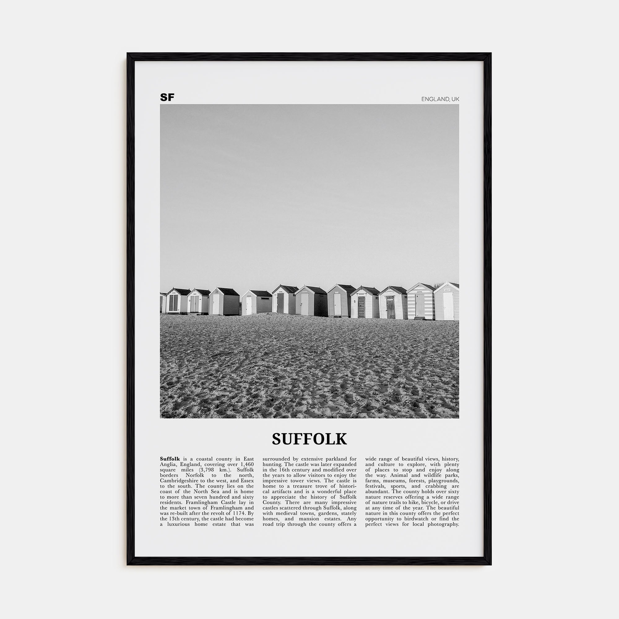 Suffolk Travel B&W Poster