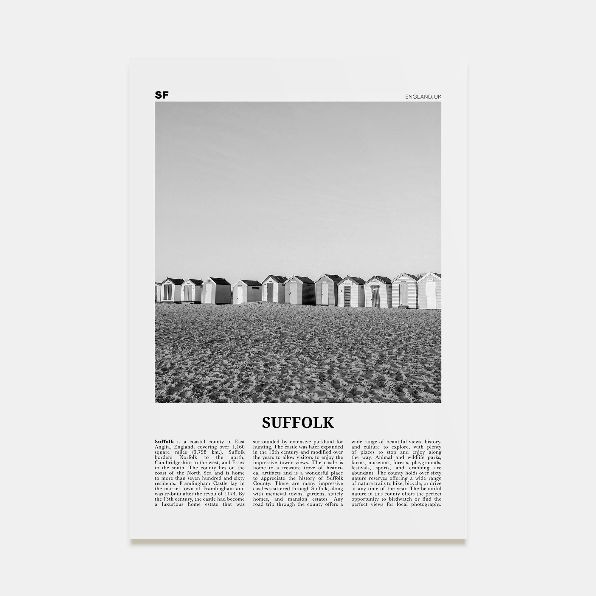 Suffolk Travel B&W Poster