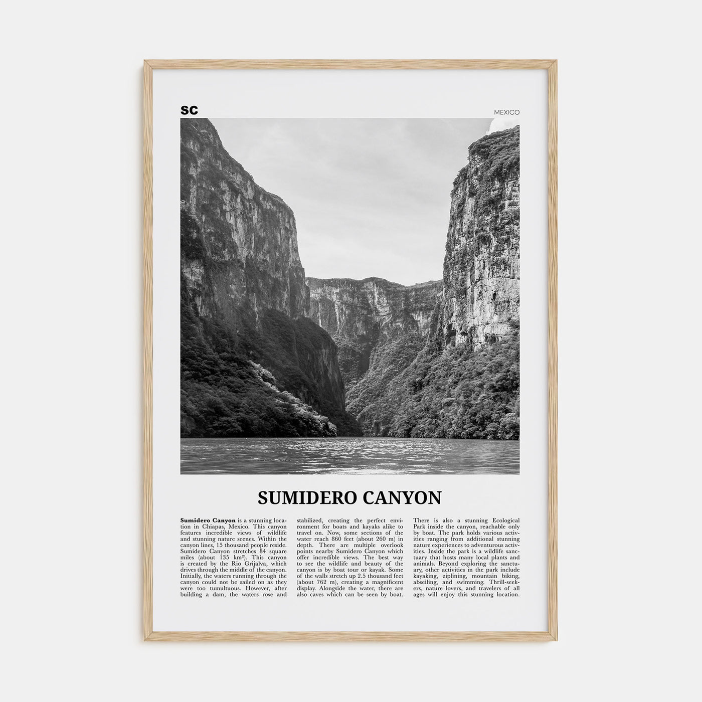 Sumidero Canyon Travel B&W Poster