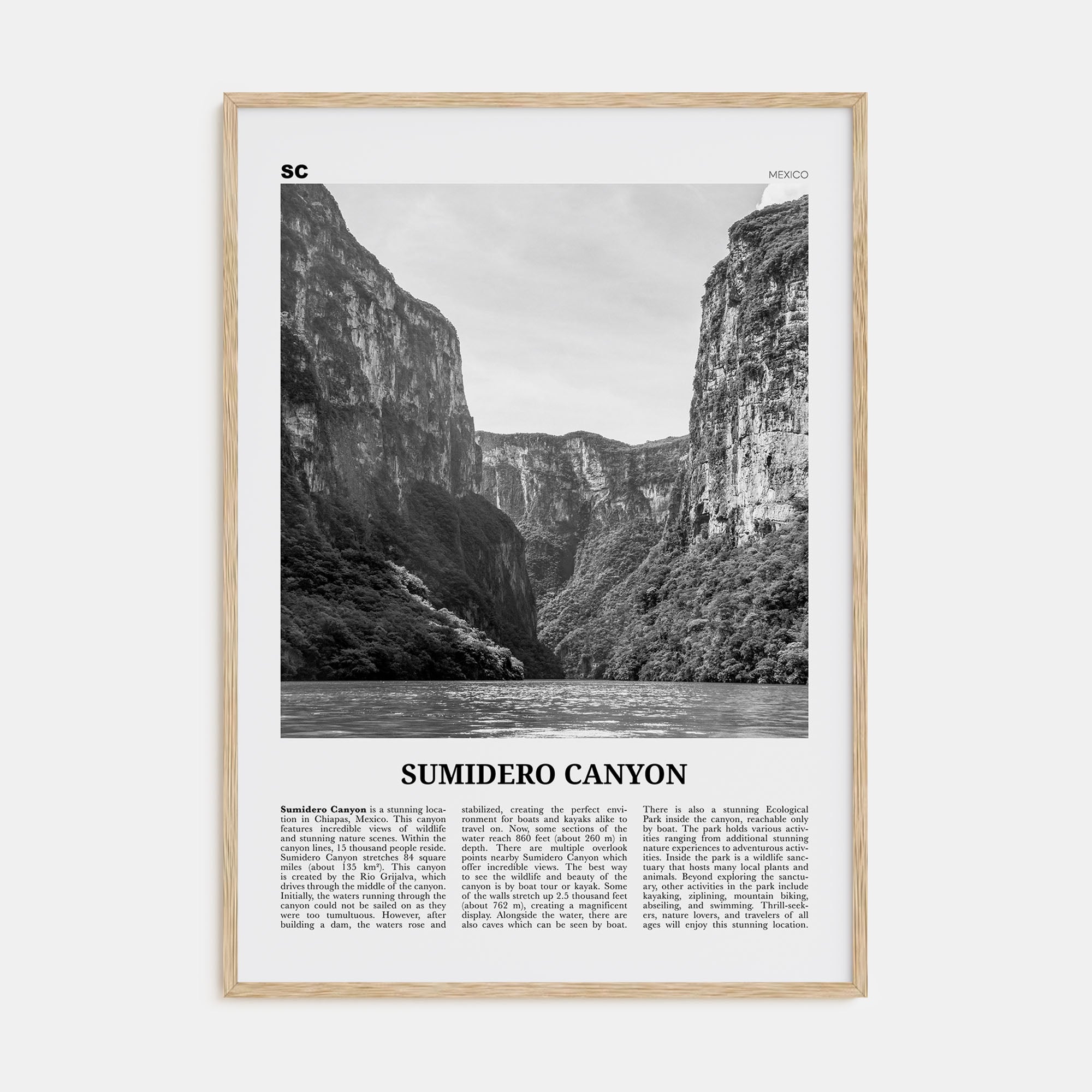 Sumidero Canyon Travel B&W Poster