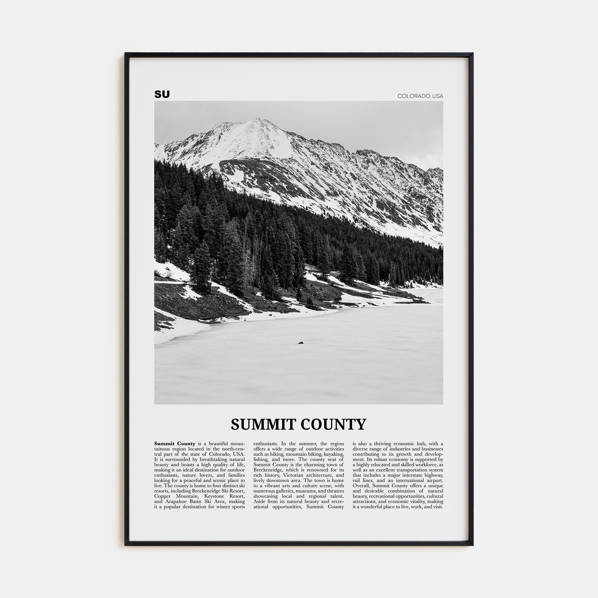 Summit County Travel B&W Poster