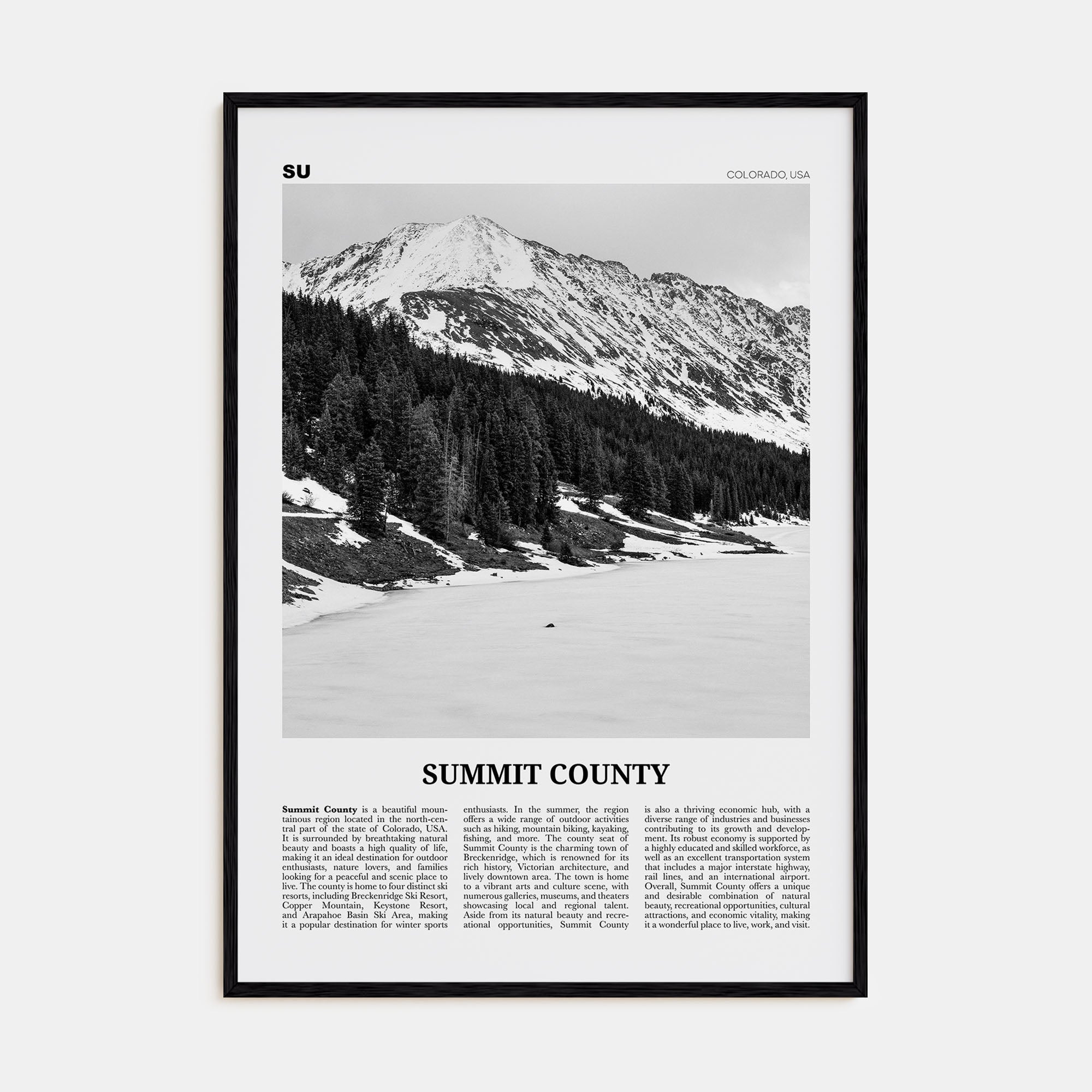 Summit County Travel B&W Poster