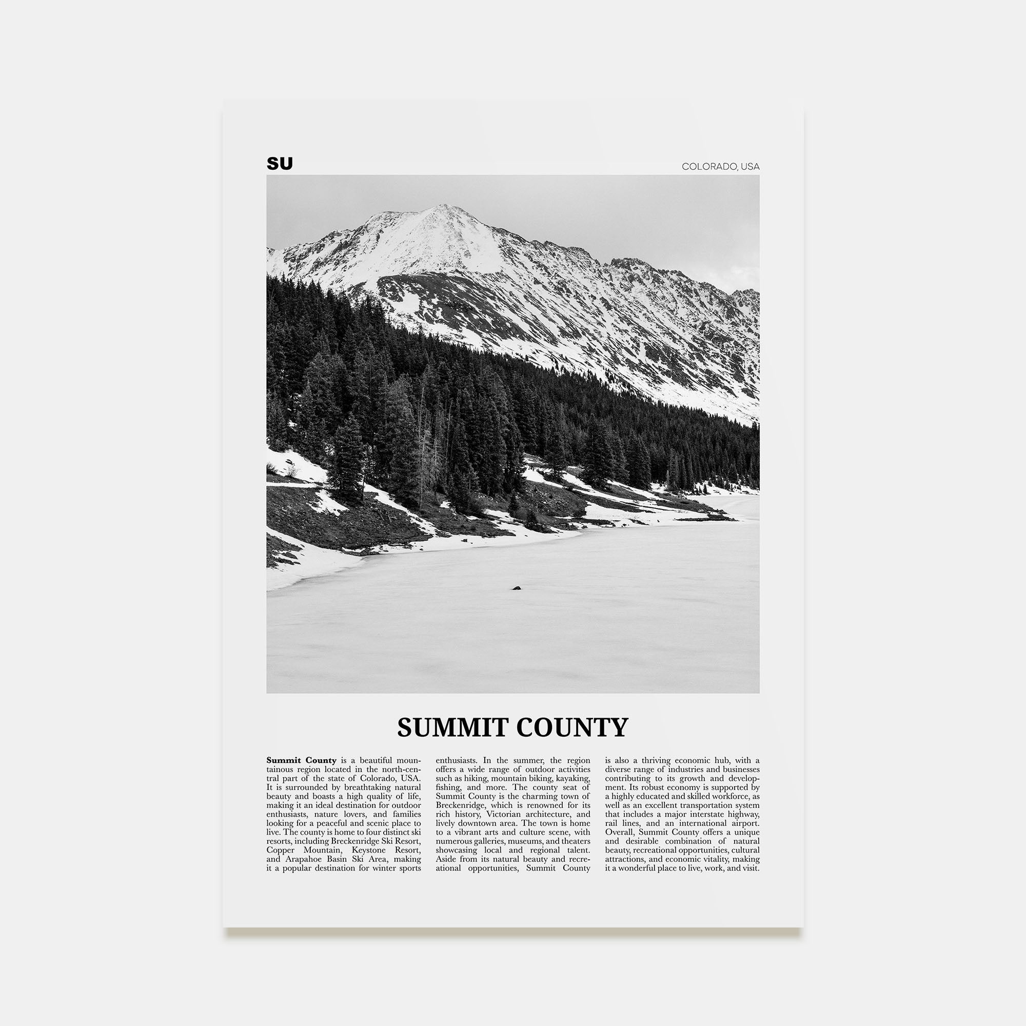 Summit County Travel B&W Poster