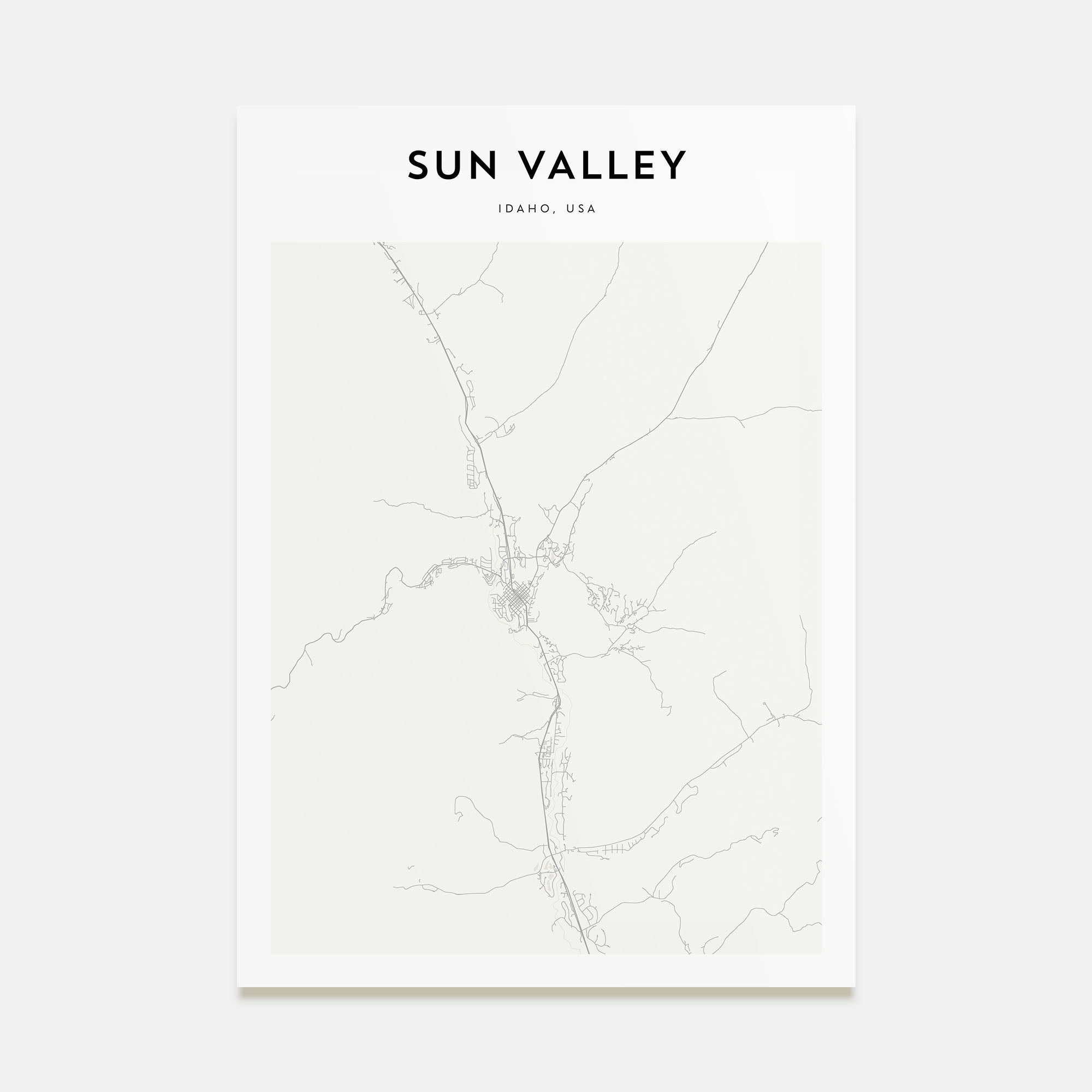 Sun Valley Map Portrait Poster