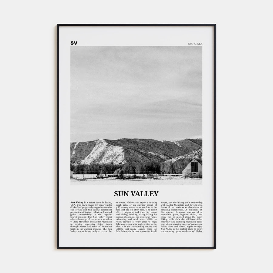 Sun Valley Travel B&W Poster