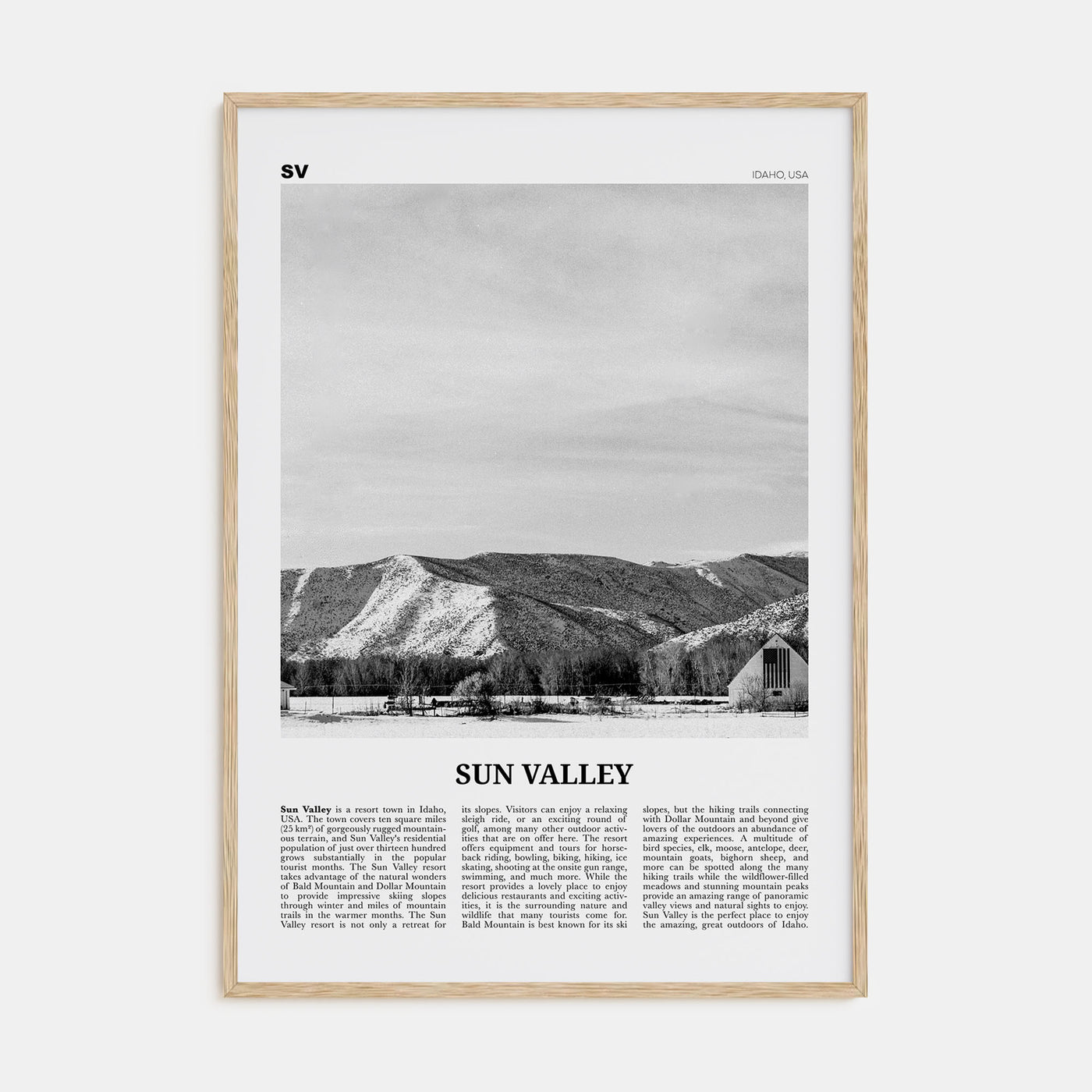 Sun Valley Travel B&W Poster