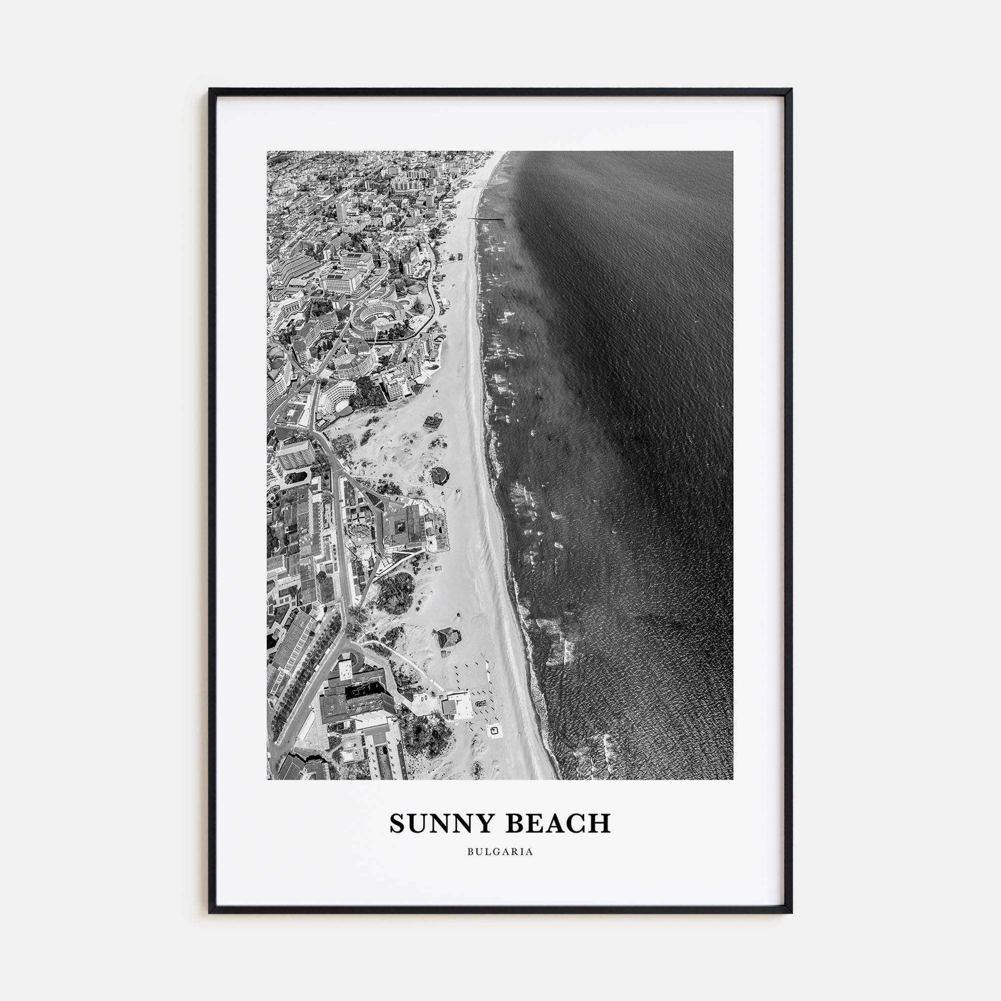 Sunny Beach Portrait B&W Poster