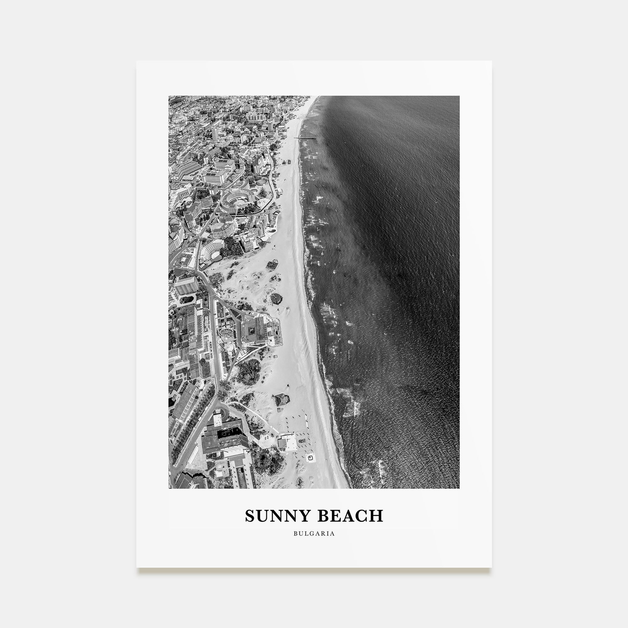 Sunny Beach Portrait B&W Poster