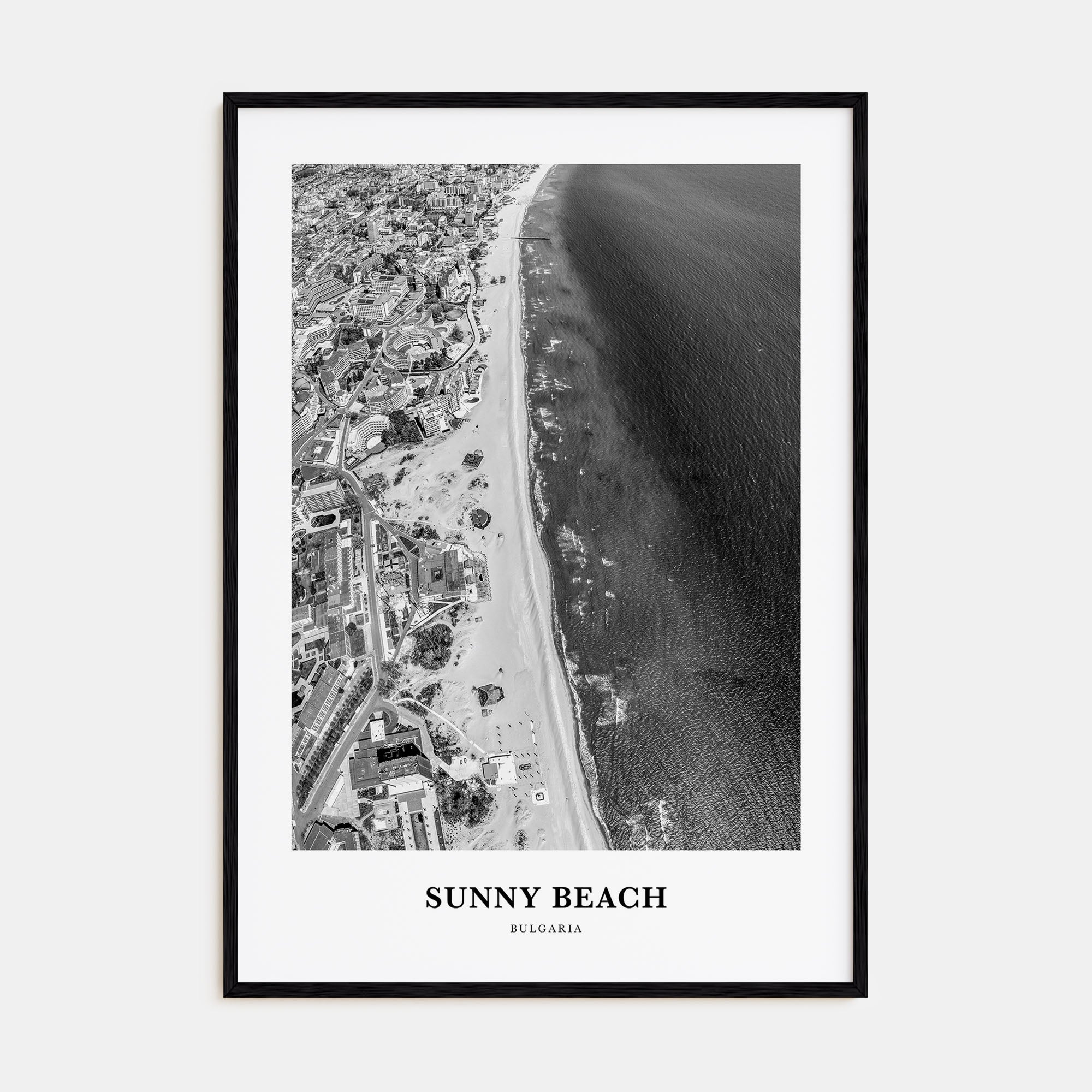 Sunny Beach Portrait B&W Poster
