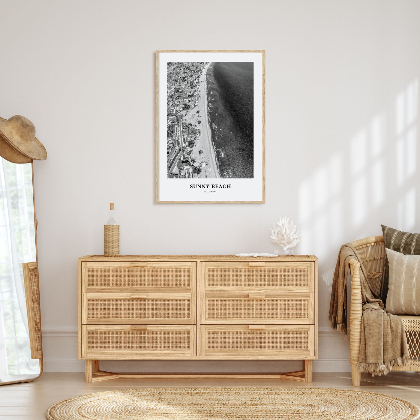 Sunny Beach Portrait B&W Poster