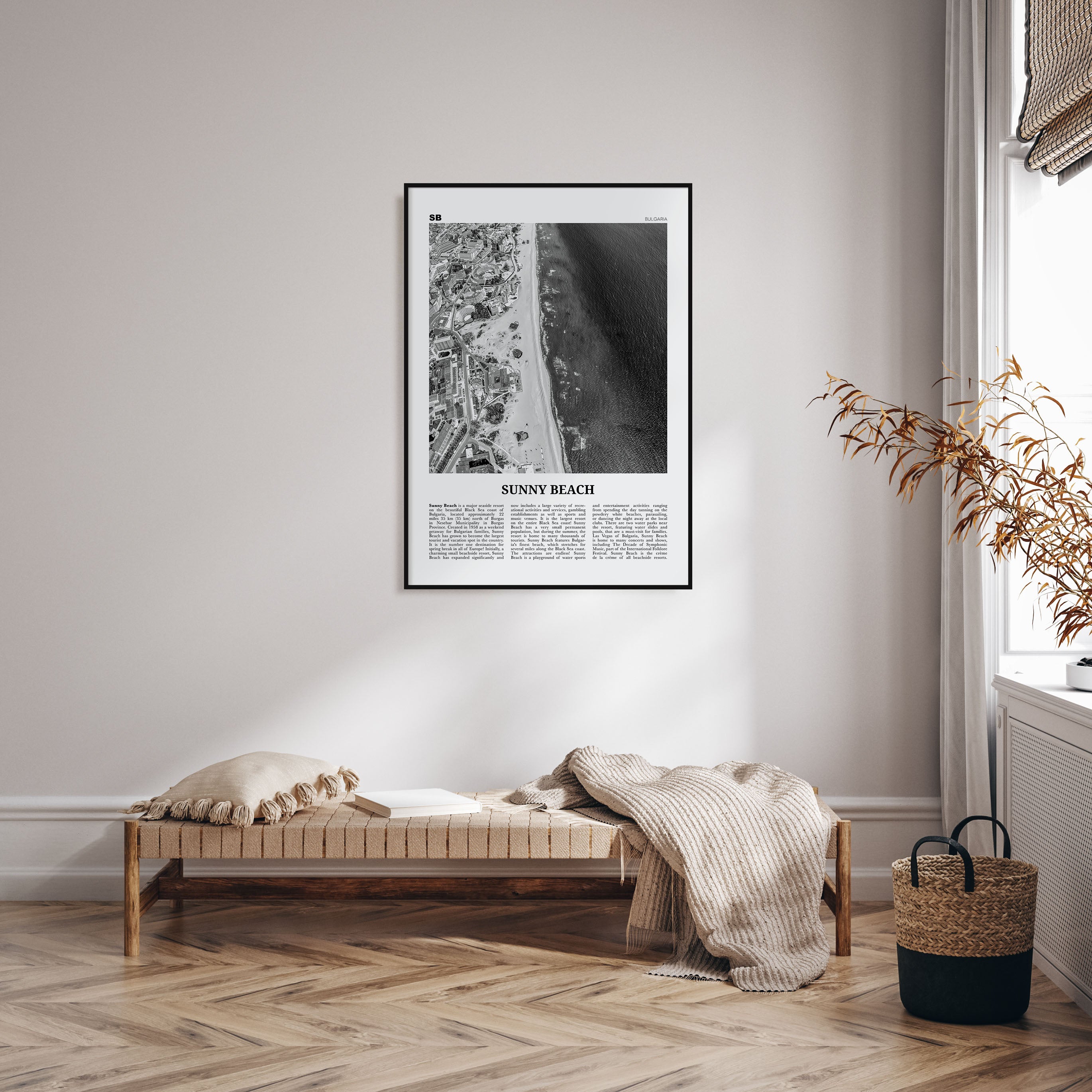 Sunny Beach Travel B&W Poster