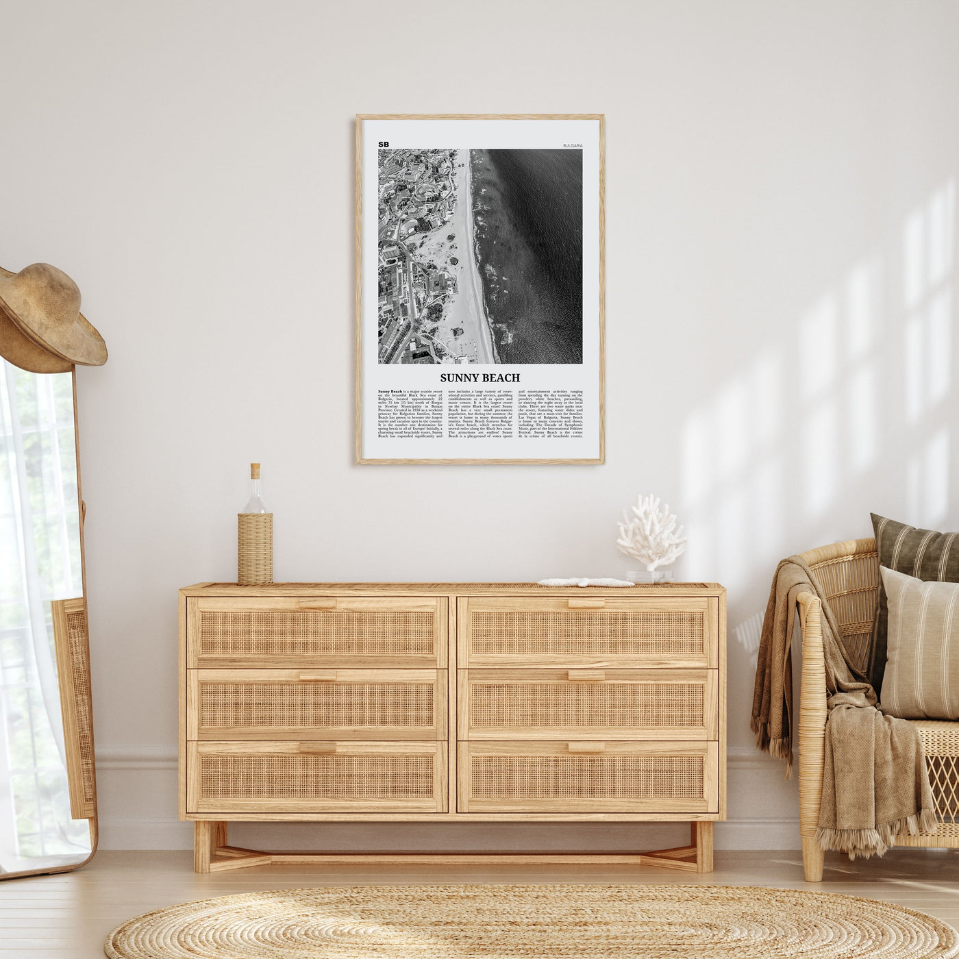 Sunny Beach Travel B&W Poster