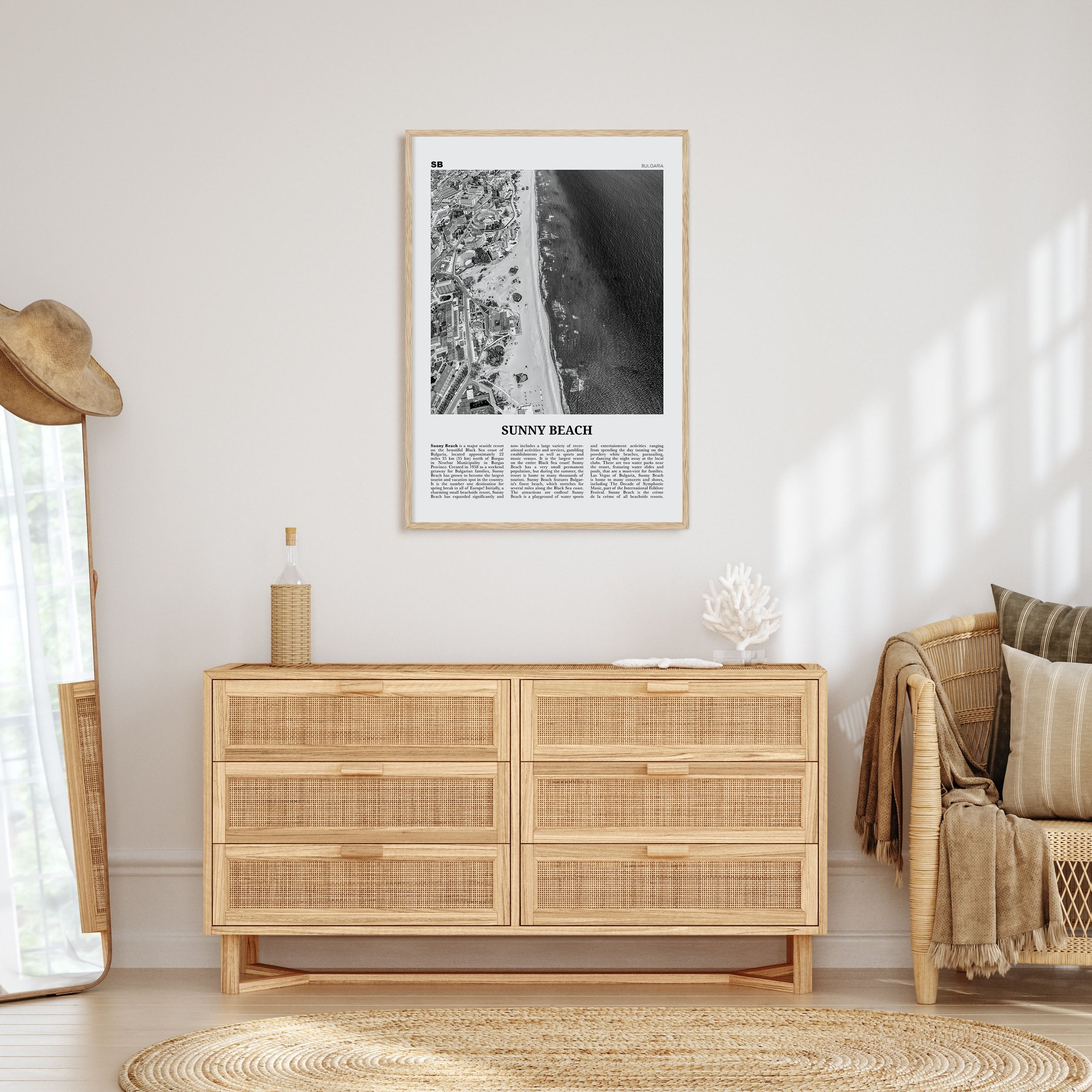 Sunny Beach Travel B&W Poster