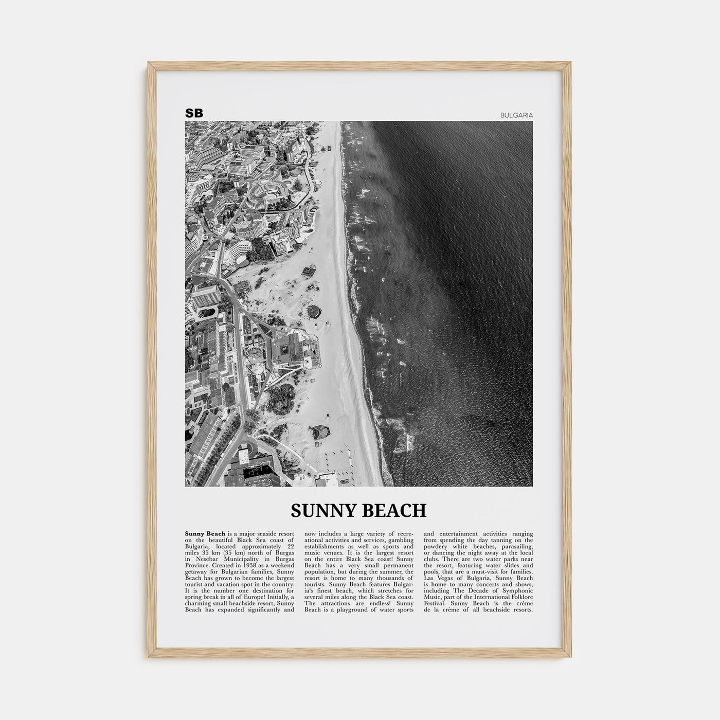Sunny Beach Travel B&W Poster