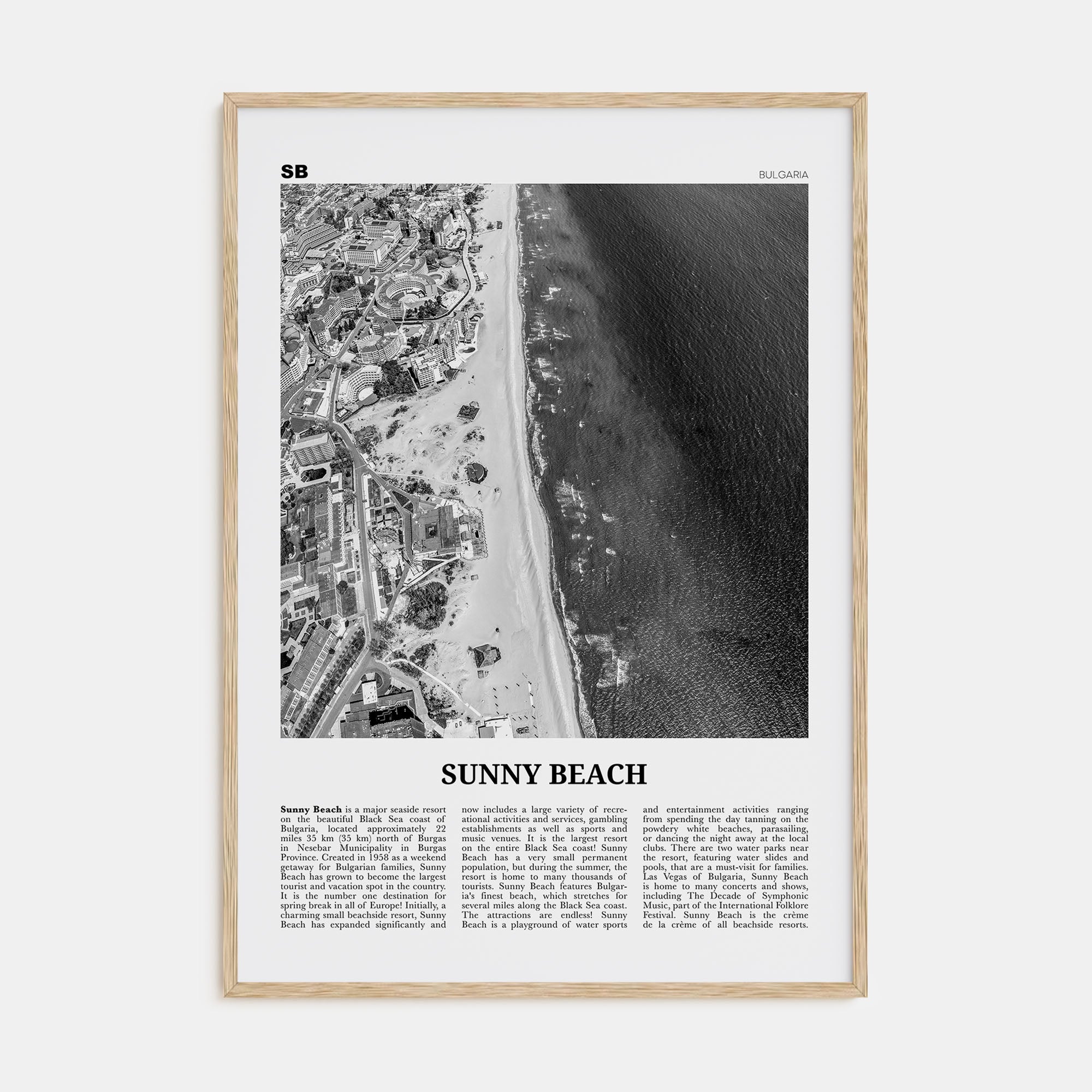 Sunny Beach Travel B&W Poster
