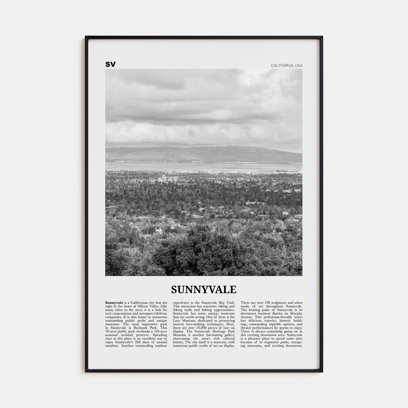 Sunnyvale Travel B&W Poster