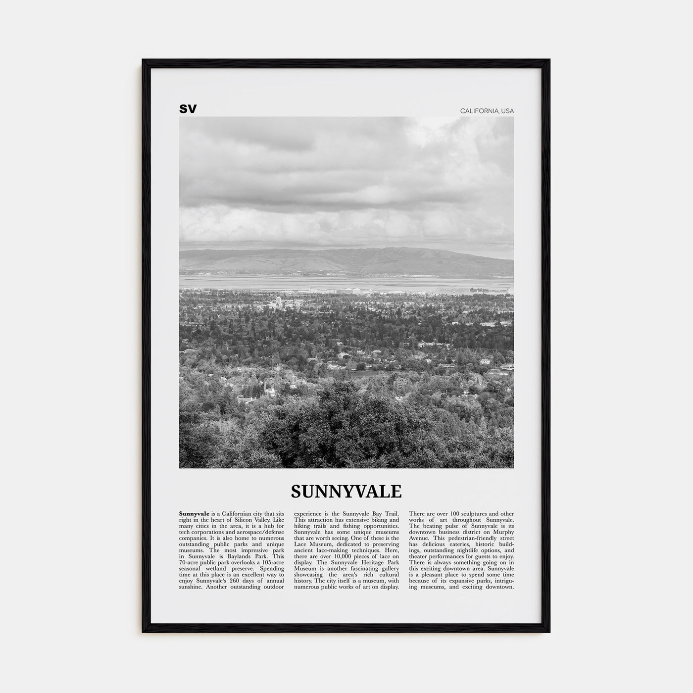 Sunnyvale Travel B&W Poster