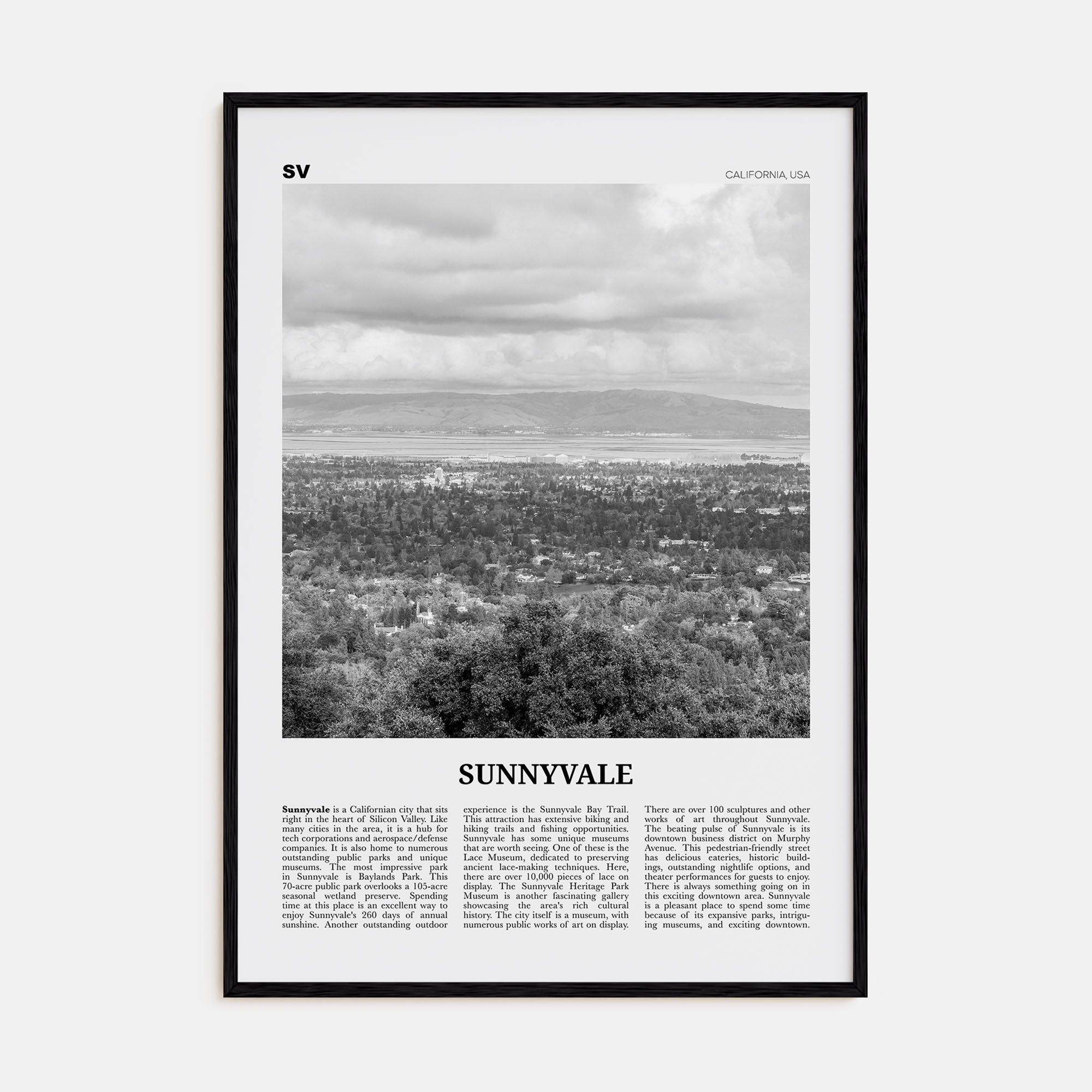 Sunnyvale Travel B&W Poster