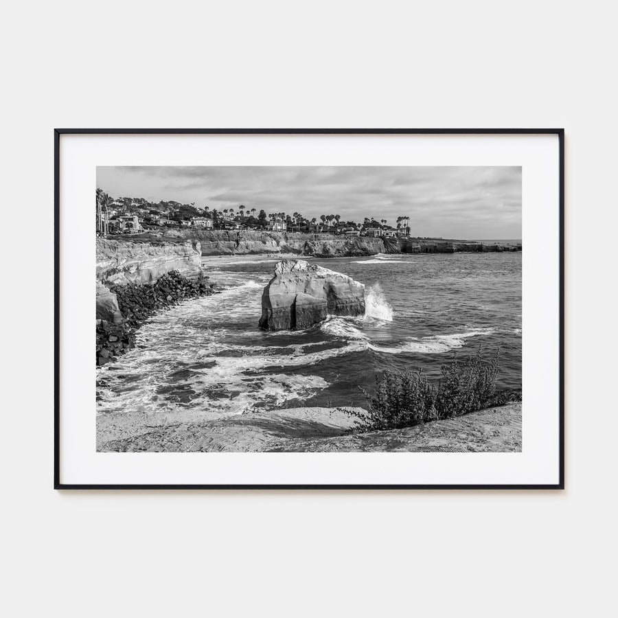Sunset Cliffs Landscape B&W Poster