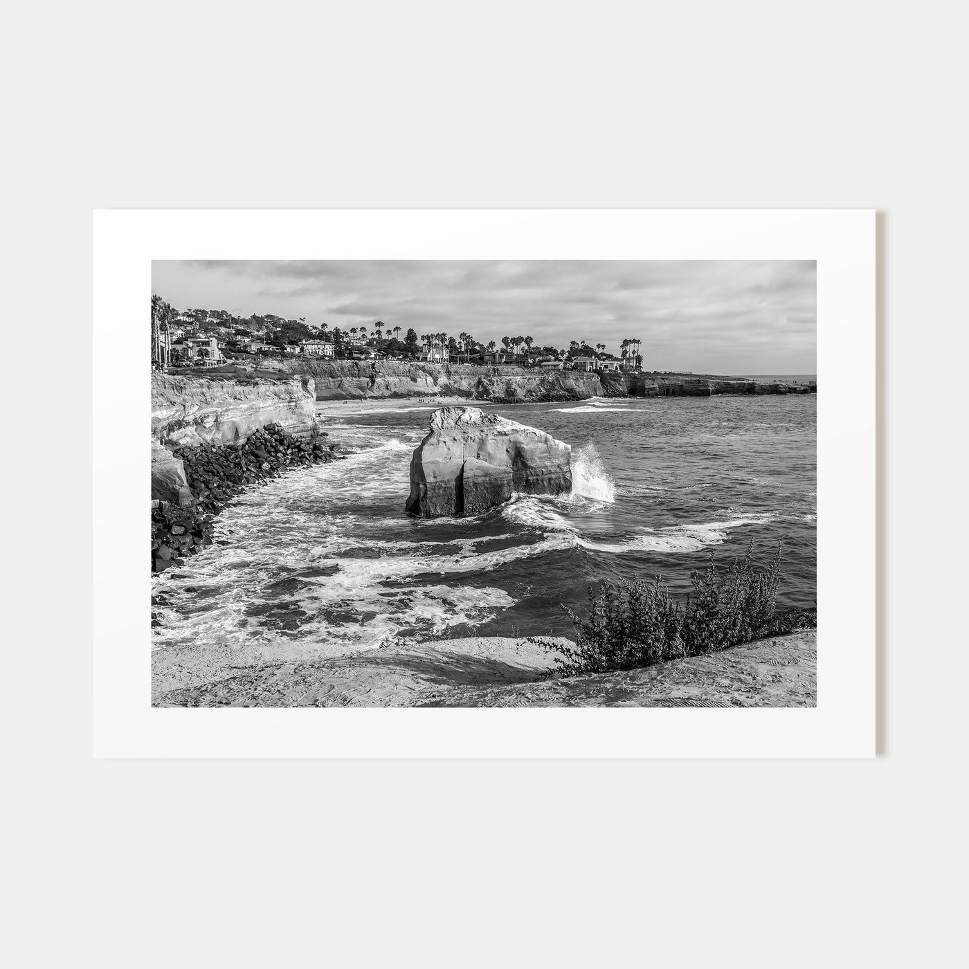 Sunset Cliffs Landscape B&W Poster
