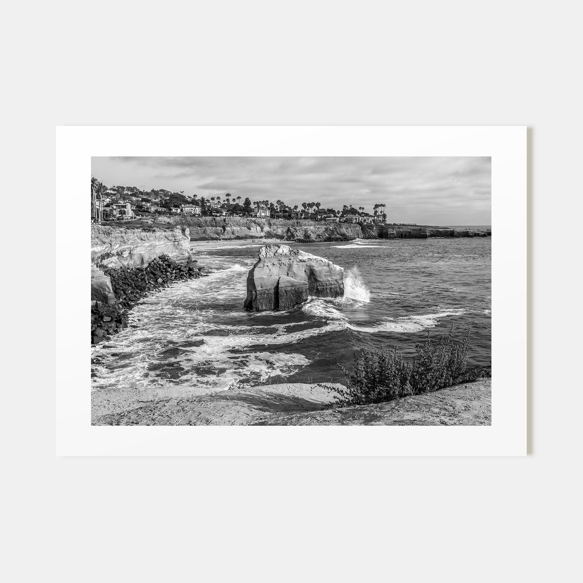 Sunset Cliffs Landscape B&W Poster