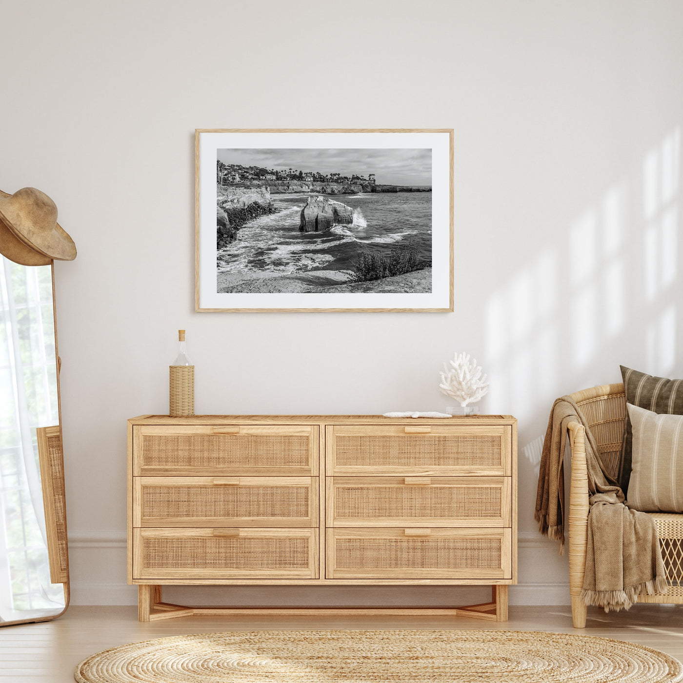 Sunset Cliffs Landscape B&W Poster