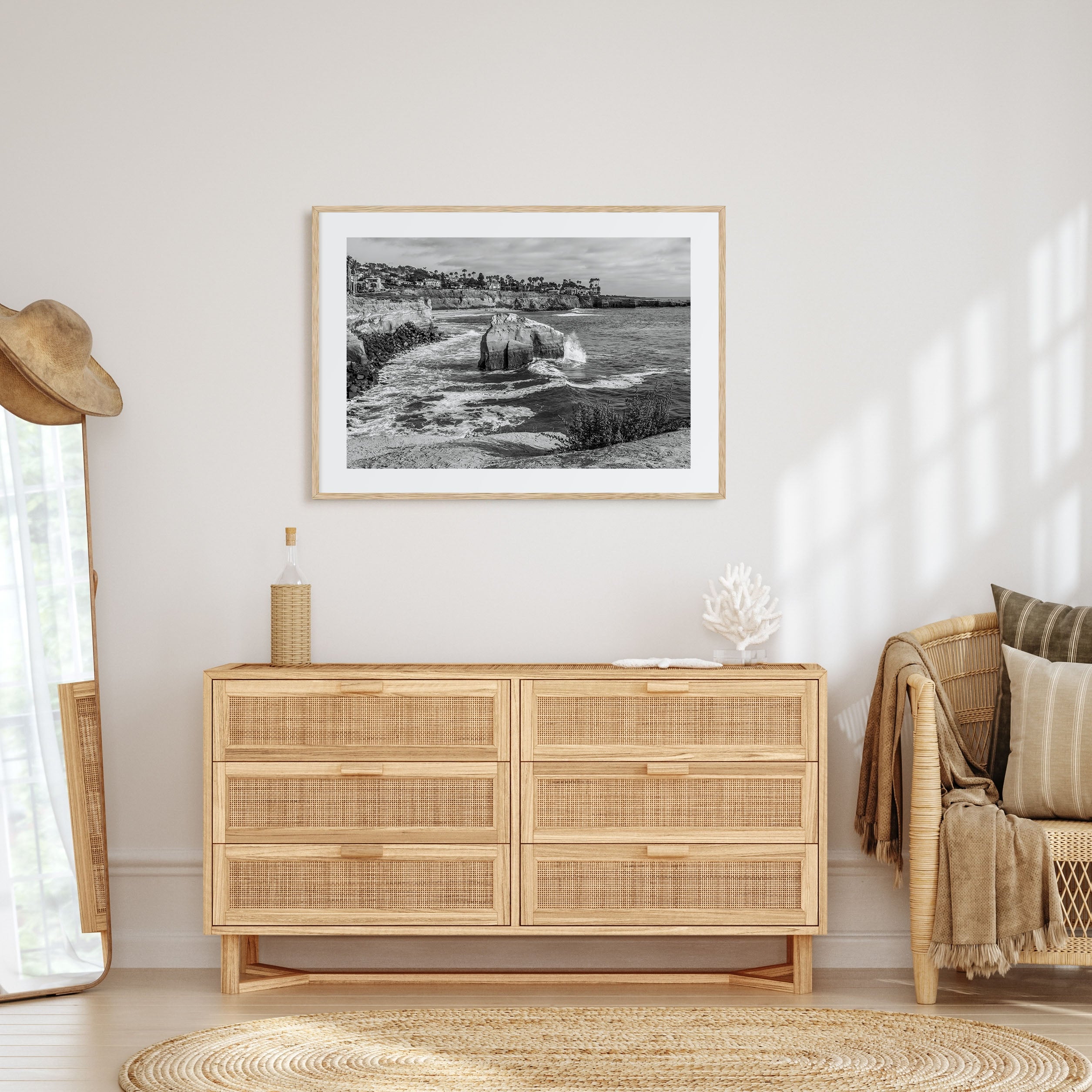 Sunset Cliffs Landscape B&W Poster
