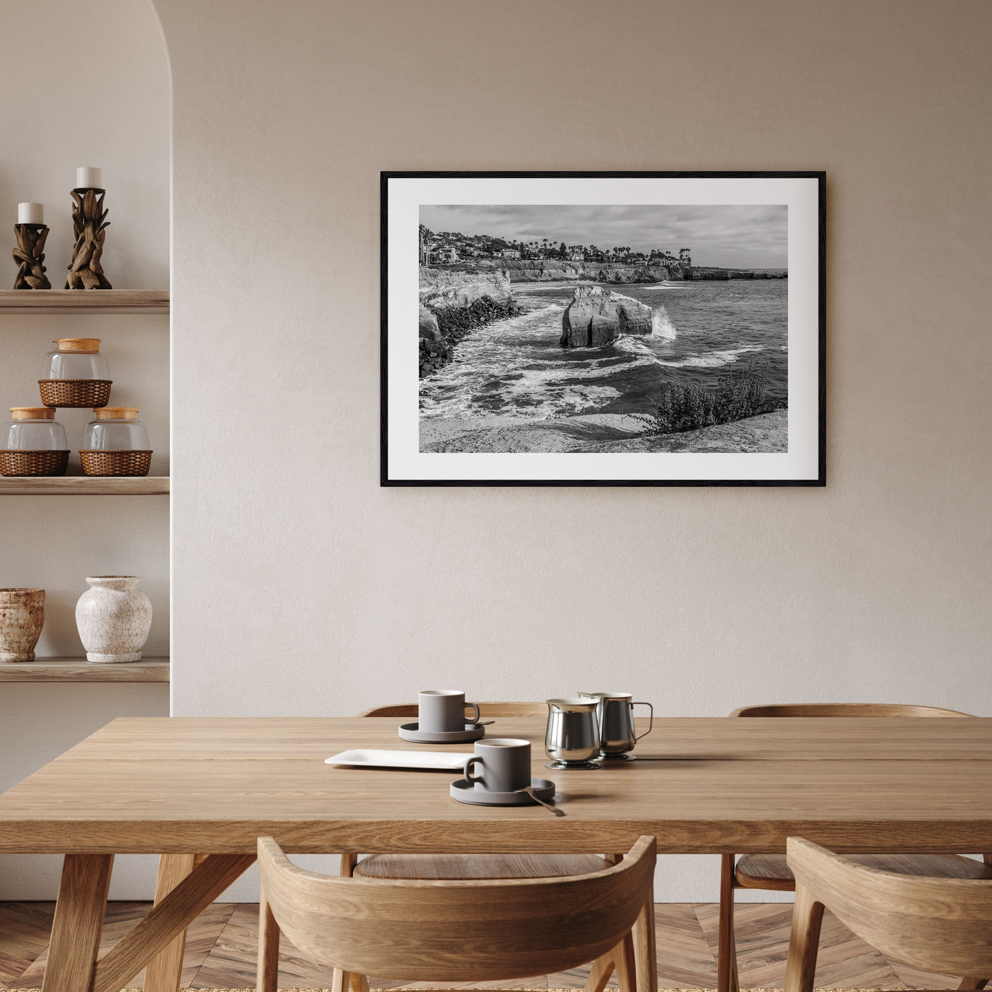 Sunset Cliffs Landscape B&W Poster