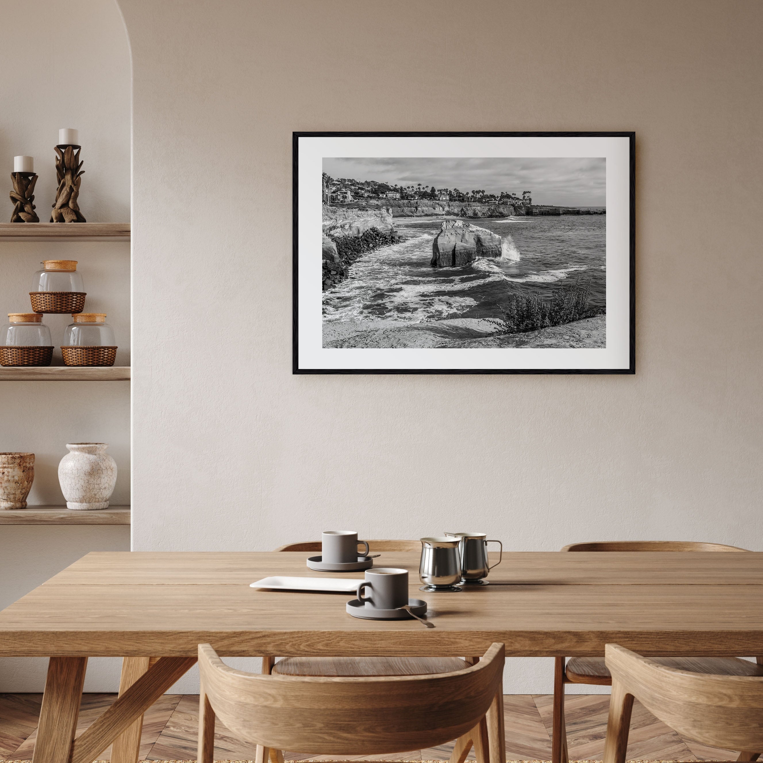 Sunset Cliffs Landscape B&W Poster