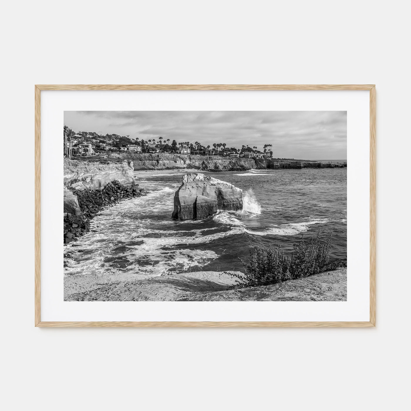 Sunset Cliffs Landscape B&W Poster