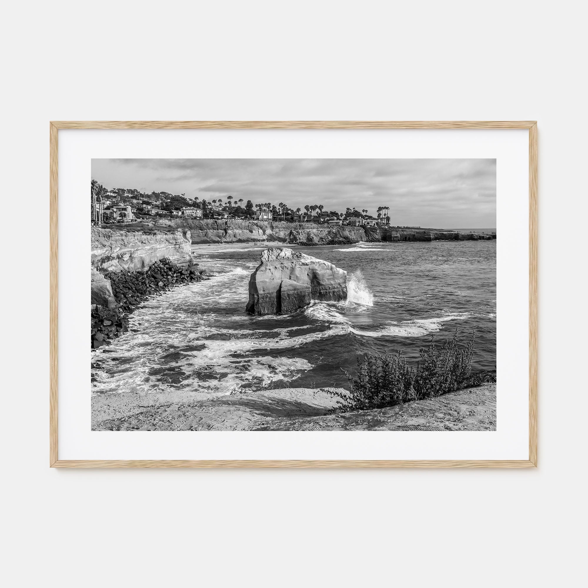 Sunset Cliffs Landscape B&W Poster