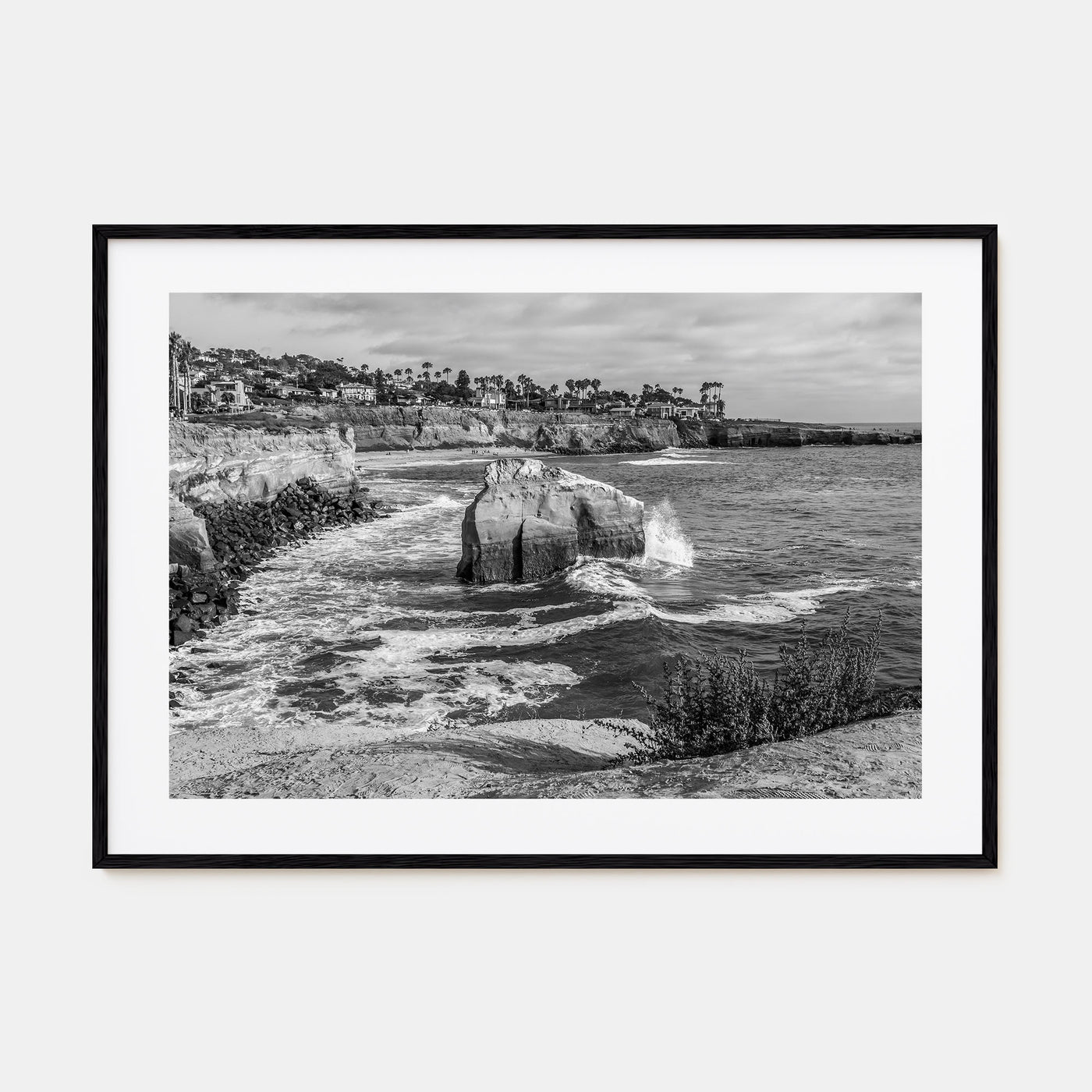 Sunset Cliffs Landscape B&W Poster