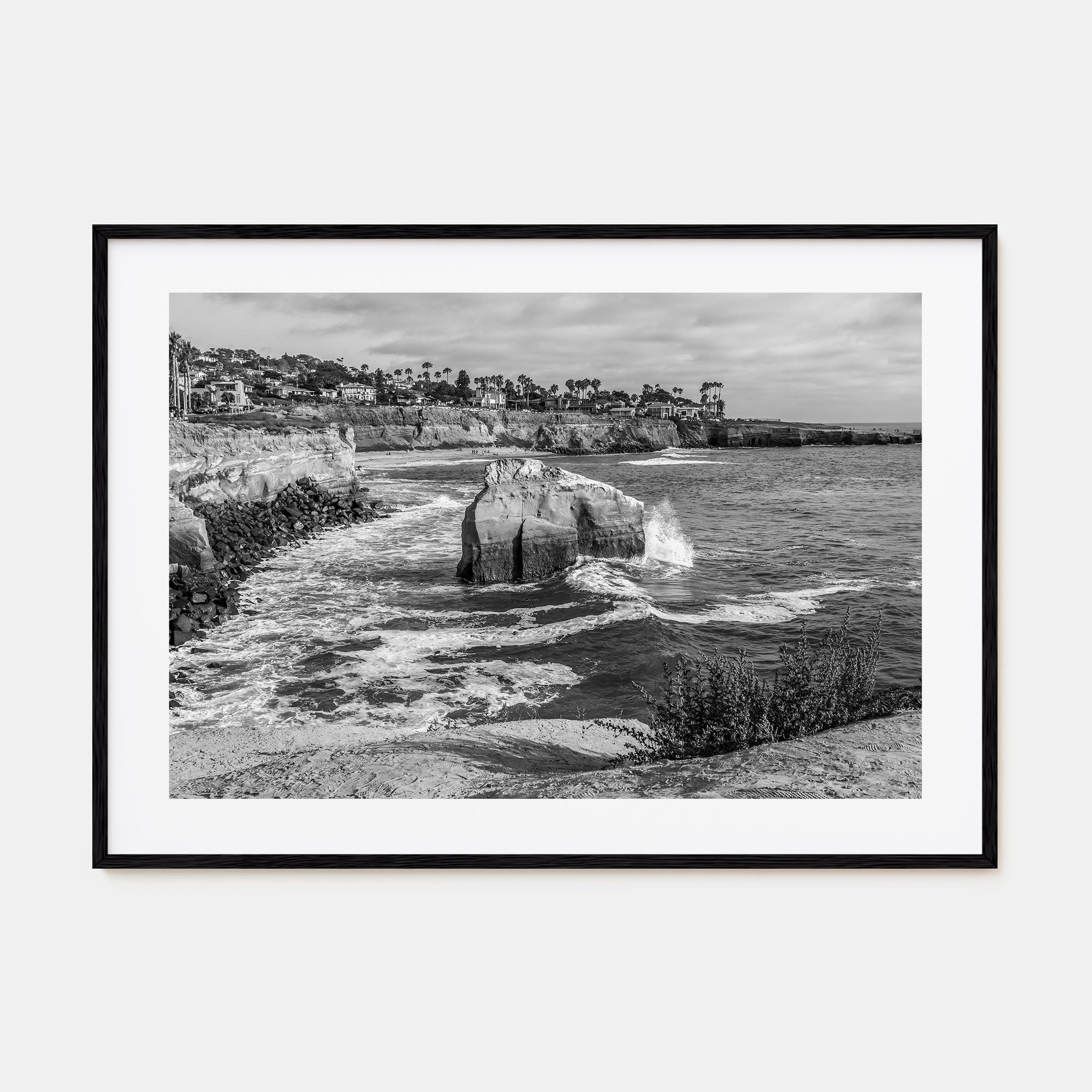 Sunset Cliffs Landscape B&W Poster