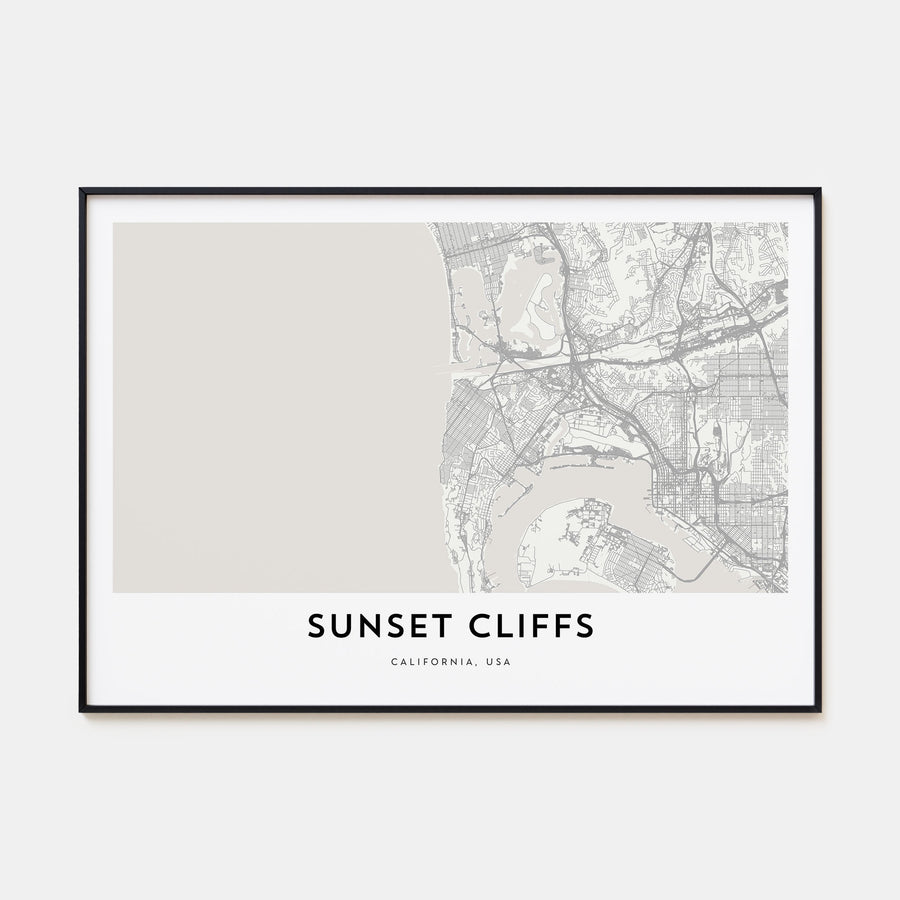 Sunset Cliffs Map Landscape Poster