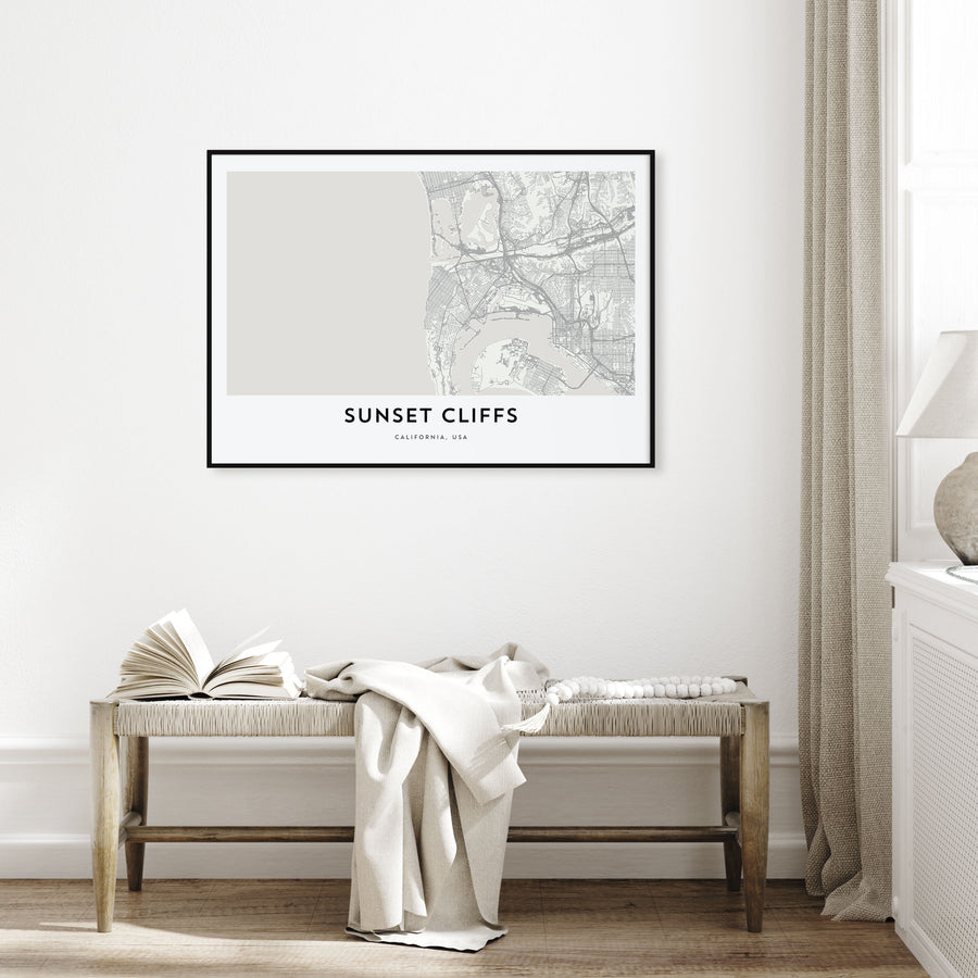 Sunset Cliffs Map Landscape Poster