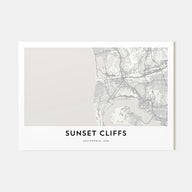 Sunset Cliffs Map Landscape Poster