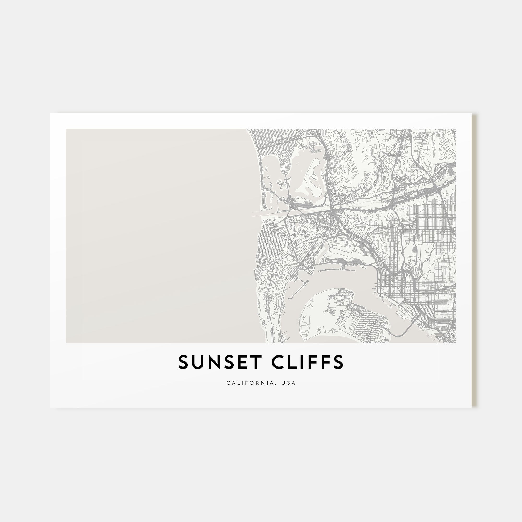 Sunset Cliffs Map Landscape Poster