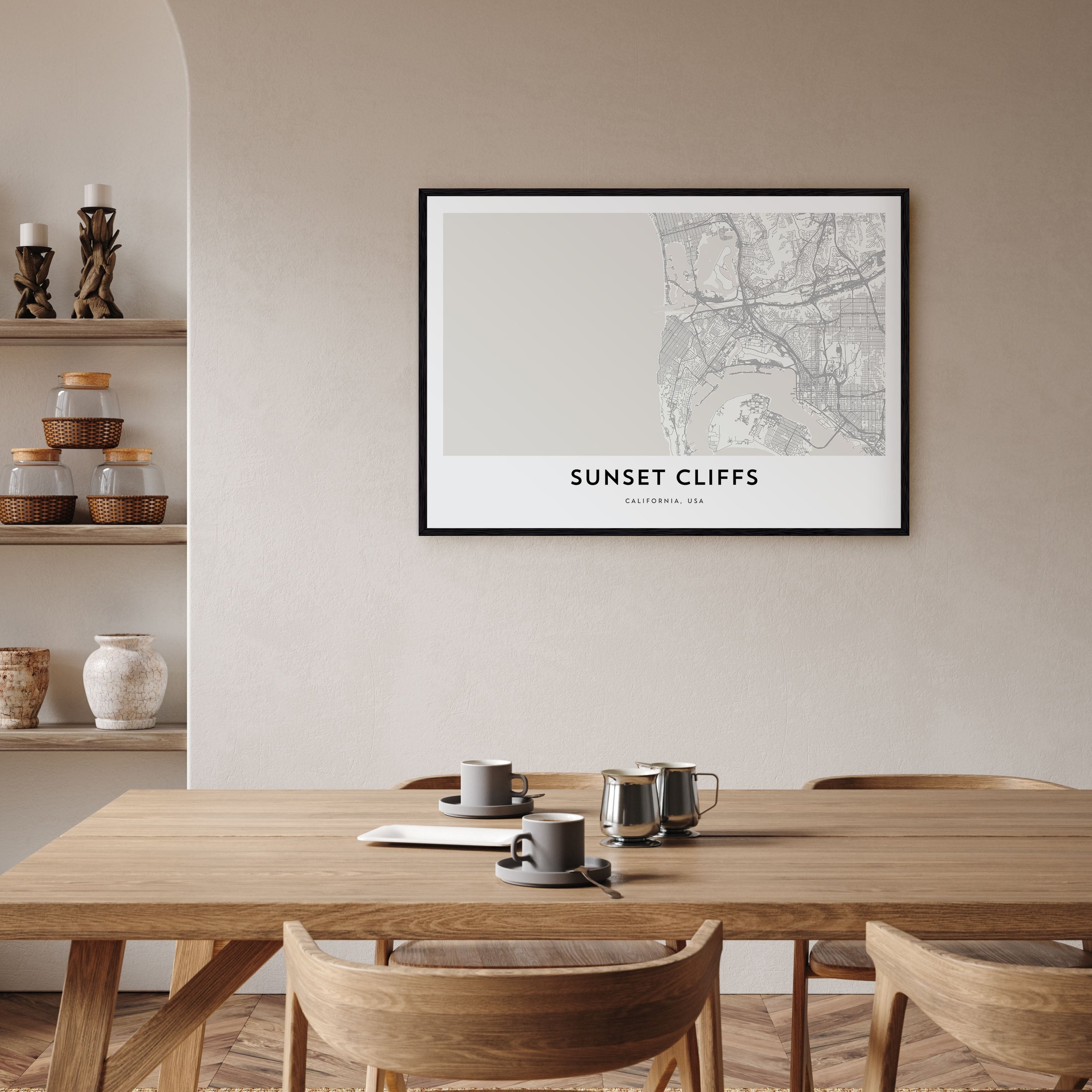 Sunset Cliffs Map Landscape Poster