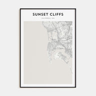 Sunset Cliffs Map Portrait Poster