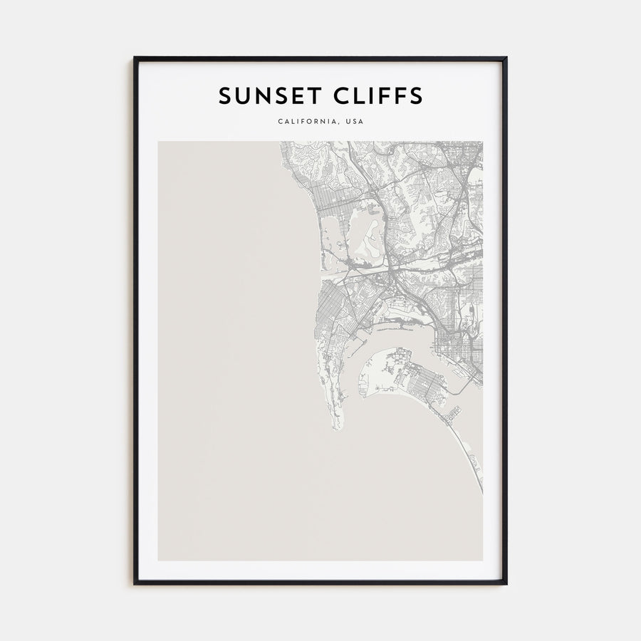 Sunset Cliffs Map Portrait Poster