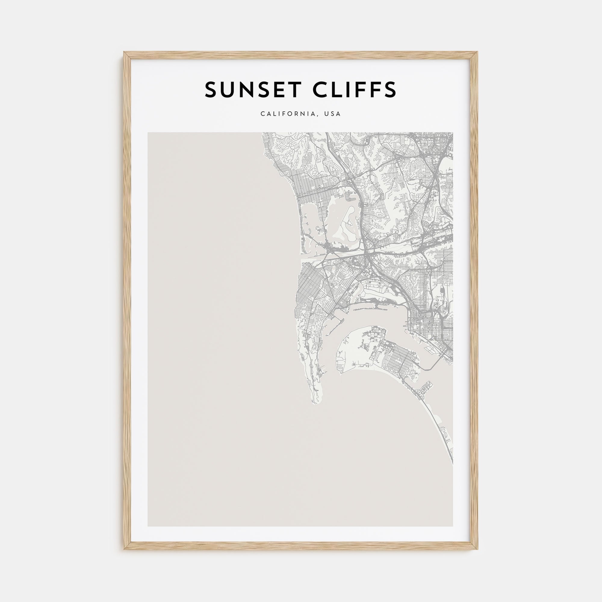 Sunset Cliffs Map Portrait Poster