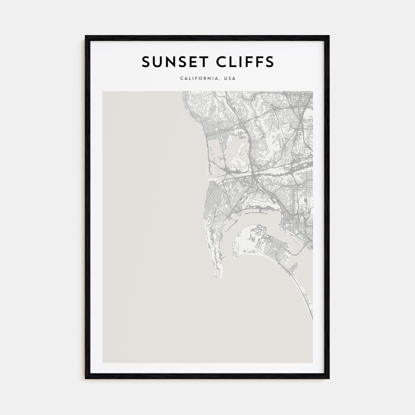 Sunset Cliffs Map Portrait Poster