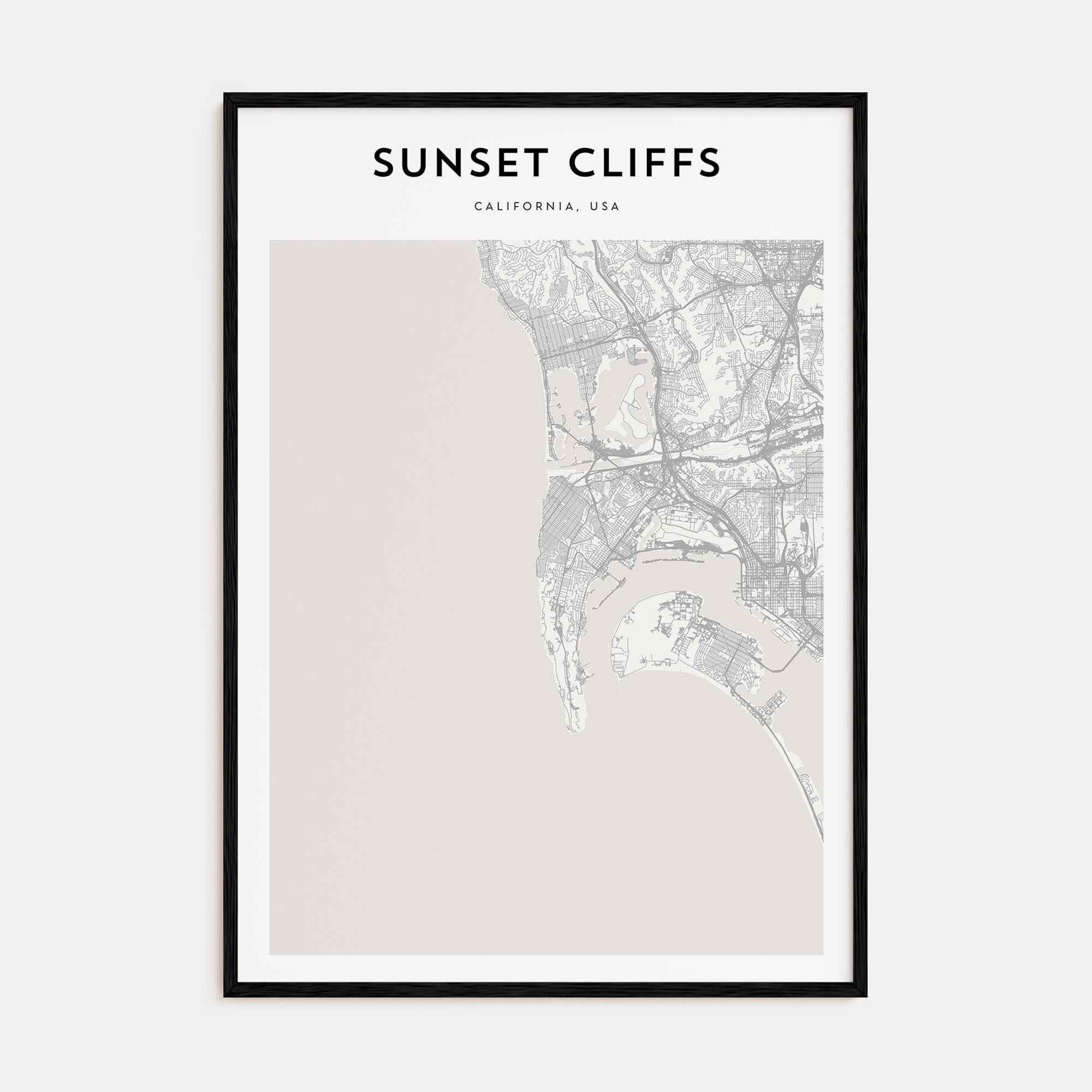 Sunset Cliffs Map Portrait Poster