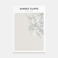 Sunset Cliffs Map Portrait Poster