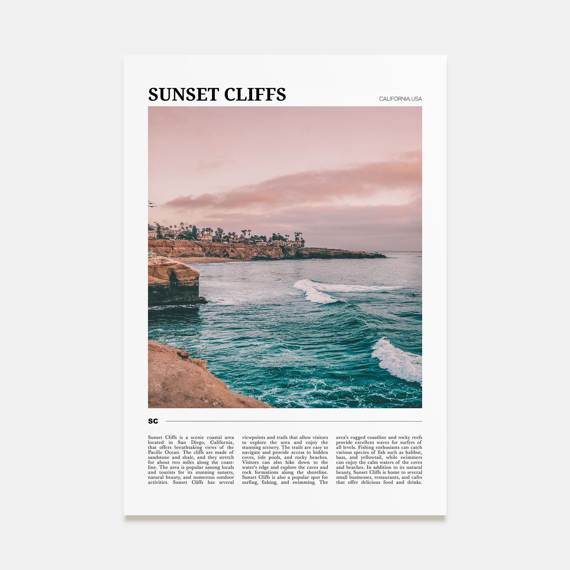 Sunset Cliffs Travel Color Poster