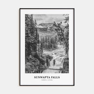 Sunwapta Falls Portrait B&W Poster