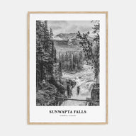 Sunwapta Falls Portrait B&W Poster