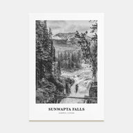 Sunwapta Falls Portrait B&W Poster