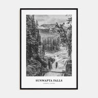 Sunwapta Falls Portrait B&W Poster