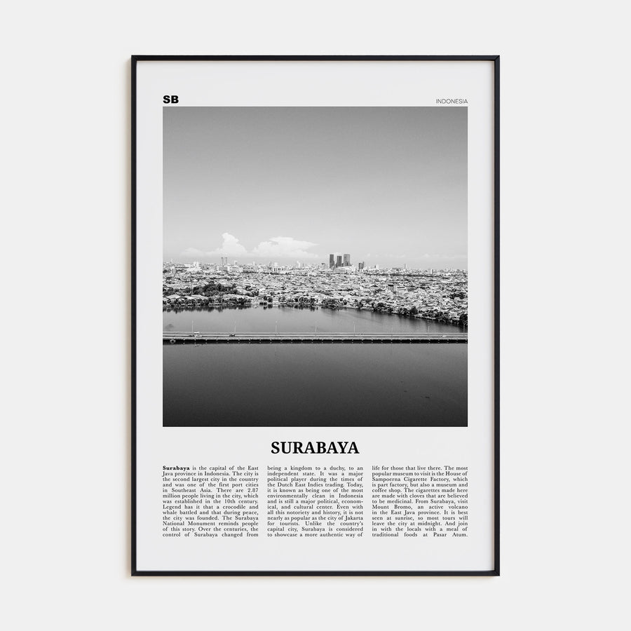 Surabaya Travel B&W Poster